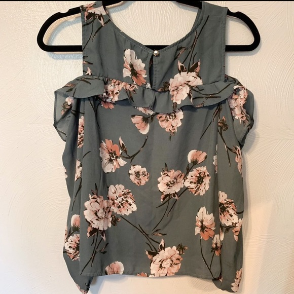 Floral Open Shoulder Top - Picture 2 of 2